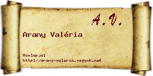 Arany Valéria névjegykártya